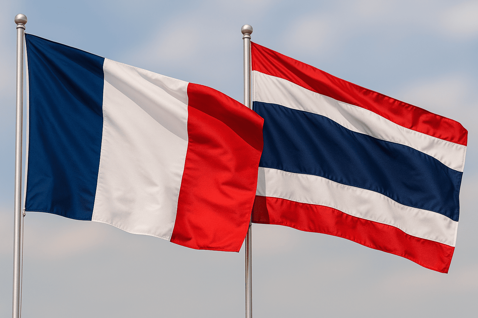 Drapeaux français et thaïlandais – pont franco-thaïlandais PIKANA